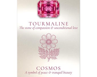 October Birth Flower Cosmos Art Print | Tourmaline Birthstone Decor - Personalized October Birthday Gift - Pink Floral Wall Art