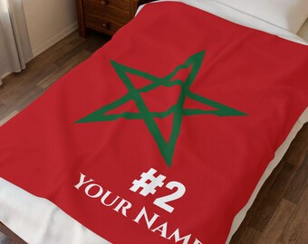 Personalized Morocco Soccer Blanket, Custom Name & Number, Moroccan Flag Football Fan Gift, Plush Velveteen Throw for Him Her Kids