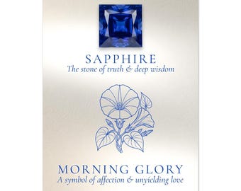 September Birth Flower Morning Glory Art | Sapphire Birthstone Print - Personalized September Birthday Gift - Blue Botanical Wall Art