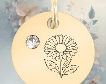 April Daisy Birth Flower Charm | 18K Gold PVD Pendant with Cubic Zirconia