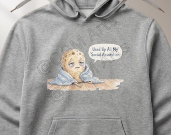Introvert Hoodie: Funny Sponge Social Absorption Sweatshirt, Cozy Pullover Gift