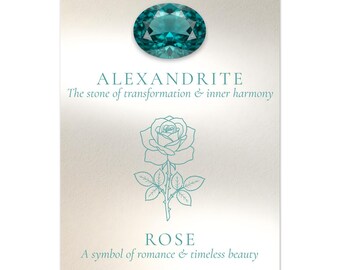 June Birth Flower Rose Art Print | Alexandrite Birthstone Decor - Personalized June Birthday Gift - Elegant Botanical Flower Wall Art