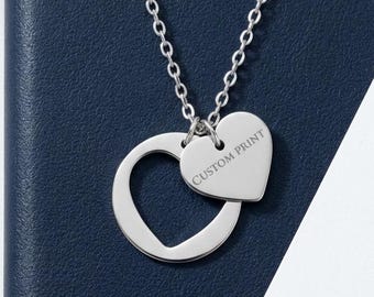 Personalized Heart Cutout Necklace | Engraved Name Pendant, Stainless Steel Gift (Gold, Rose Gold, Silver)