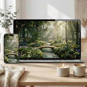 Frühlings-Tapeten-Bundle - Minimale ästhetische Wald-Hintergründe | iPhone, Android, Desktop, Tablet & TV | 4K Paket für alle Geräte