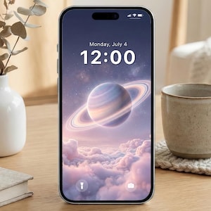 Papel de parede para iPhone com tema de planeta onírico – Fundo espacial minimalista e estético | Papel de parede tranquilo da natureza para celular