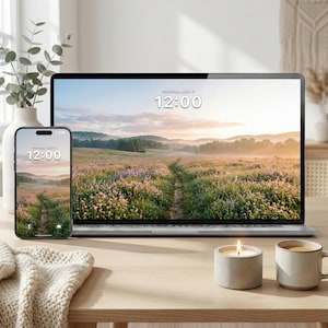 Spring Wallpaper Bundle – Minimal Aesthetic Meadow Backgrounds | iPhone, Android, Desktop, Tablet & TV | 4K All Devices Pack