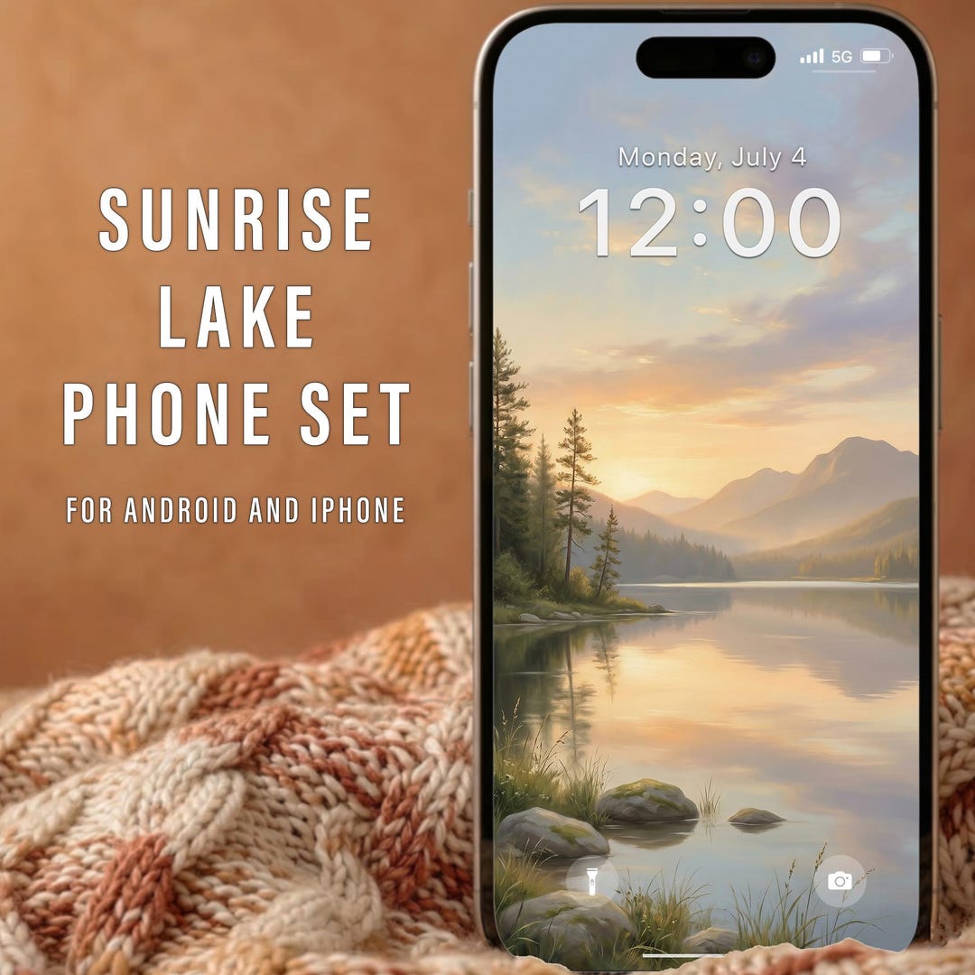 Sunrise Lake Wallpaper Iphone, Vintage Lake Landscape Phone Wallpaper