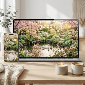 Spring Duck Family Wallpaper Bundle – Minimal Aesthetic Pond Backgrounds | iPhone, Android, Desktop, Tablet & TV | 4K All Devices Pack