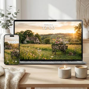 Meadow Cart Wallpaper Bundle – Minimal Aesthetic Nature Backgrounds | iPhone, Android, Desktop, Tablet & TV | 4K All Devices Pack