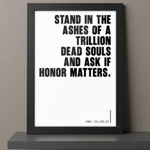 Trillion Dead Souls Print, Minimalist SciFi Game Quote Poster, Retro Computing Vibe Typography Decor, Gamer Wall Art