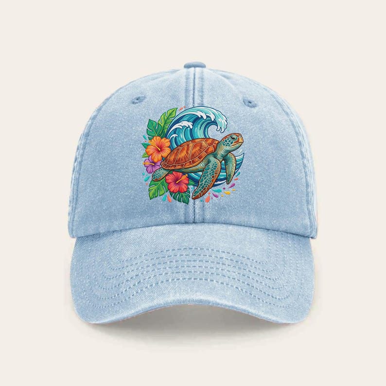 Sea Turtle Shell Pattern Cap Sea Turtle Wave Embroidery File Tropical Ocean Machine Stitch Design ...