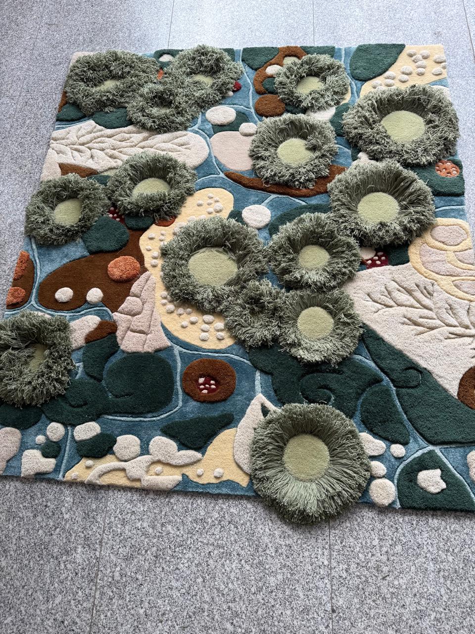 Moss Rug Tufted 3D Texture, Nature Inspired Wool Carpet, Biophilic Art ...