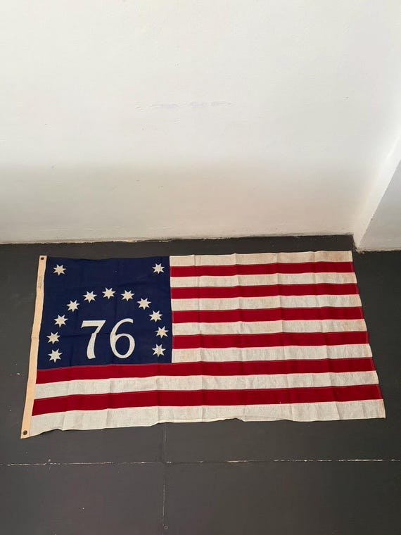 Vintage 1976 Bicentennial Bennington Flag 13 Star American Decor