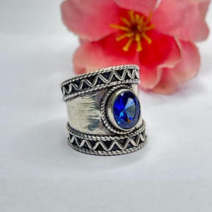 Sapphire Silver Ring, 925 Sterling Silver Ring, Handmade Silver Ring,  Blue Sapphire Silver Ring, Gift For Her