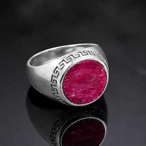 Indian Ruby Ring 925 Sterling Silver, Indian Ruby Gemstone Ring, Handmade Silver Ring, Pink Ruby Statement Ring, Vintage Ring, Gift for Him