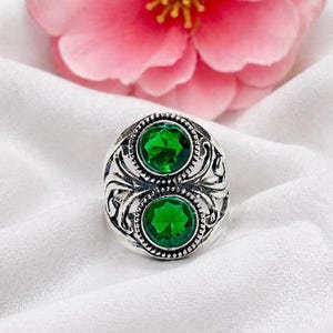 Handmade Emerald Ring, 925 Sterling Silver Ring, Statement Emarald Silver Ring, Gemstone Sterling Silver Ring, Gift For Her