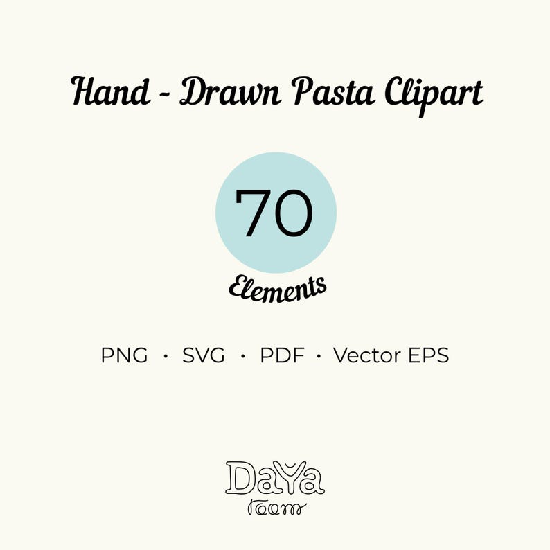 Basic Pasta Svg Pasta Clipart Bundle PNG SVG, Hand Drawn Doodle Food Illustration ...