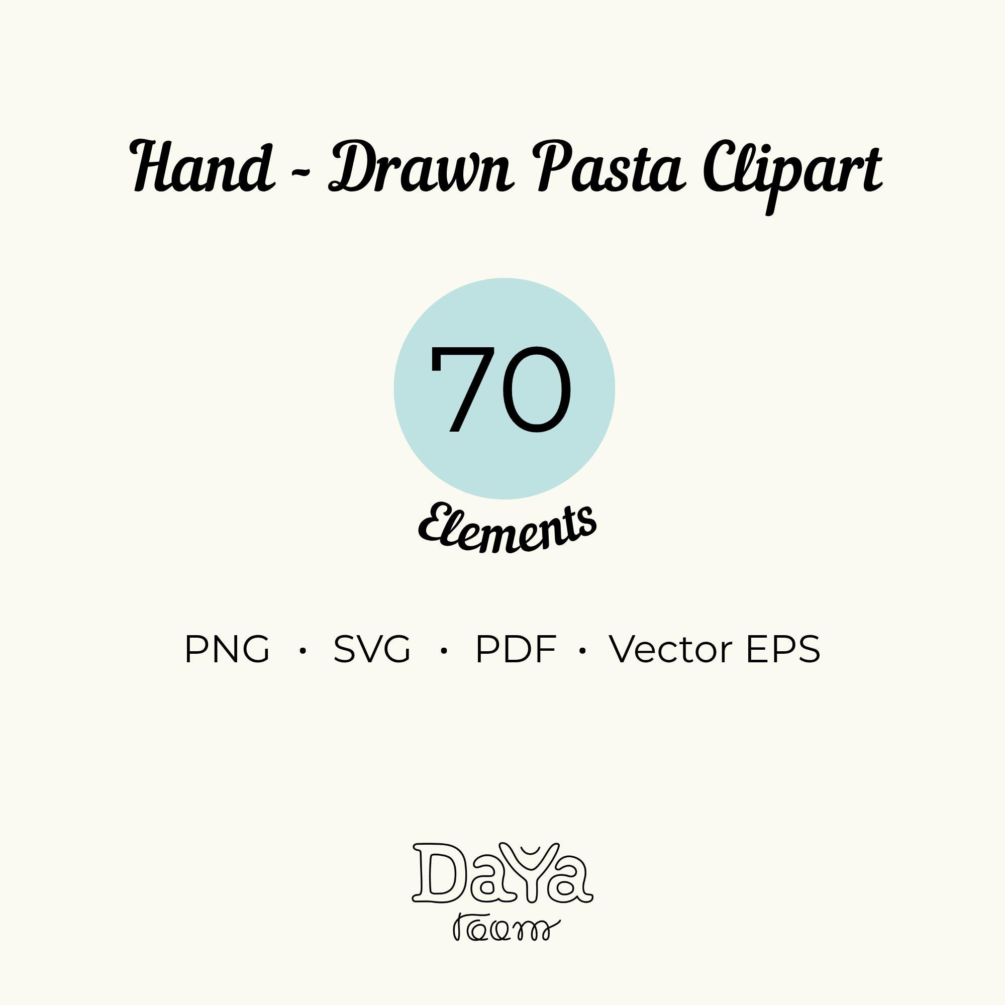 Pasta Svg File Pasta Clipart Bundle PNG SVG, Hand Drawn Doodle Food Illustration ...