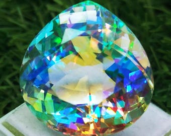 55 Ct Faceted Mystic Topaz Glass Gemstone, Rainbow Crystal, Jewelry Making (Heart Cut)