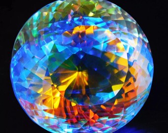 60 Ct Faceted Mystic Topaz Glass Gemstone, Rainbow Crystal, Jewelry Making (Round Cut)