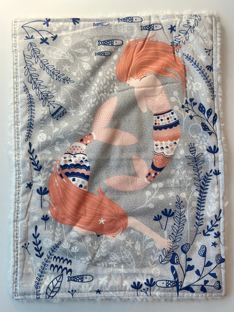 Mermaid Mini Snuggle Lovey blankie minky newborn baby shower gift ideas under the sea image 3
