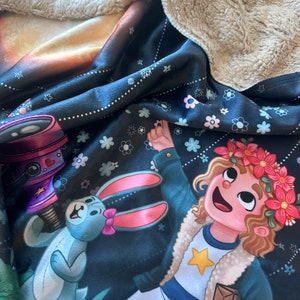 Minky Snuggle Blanket Nomi & Brave Travel the Universe space girl nursery planets science STEM image 4