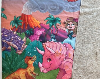 Minky Snuggle Blanket; Nomi & Brave Travel the Cretaceous; dinosaurs; girl nursery; dinosaur; science; STEM