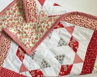 Little Ruby Baby Quilt; baby blanket; floral nursery decor; crib bedding; shabby chic