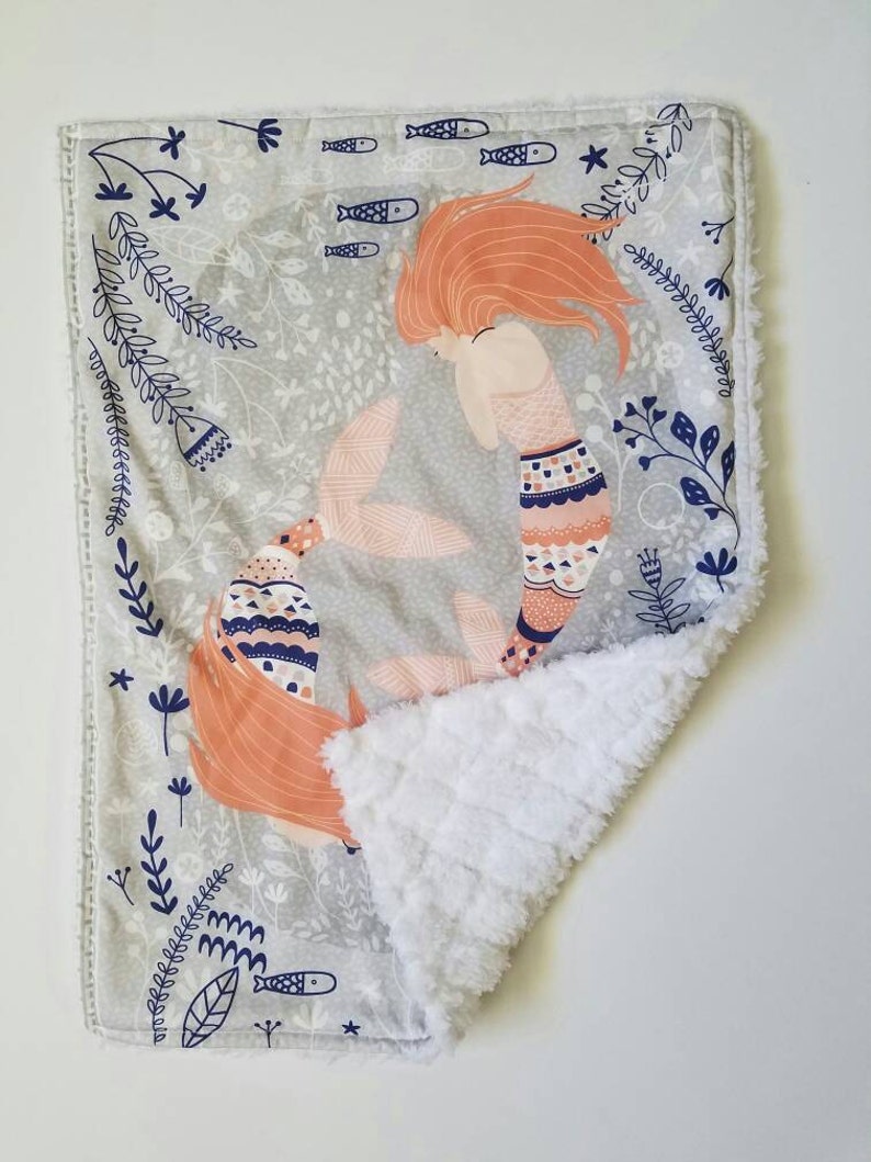 Mermaid Mini Snuggle Lovey blankie minky newborn baby shower gift ideas under the sea image 1