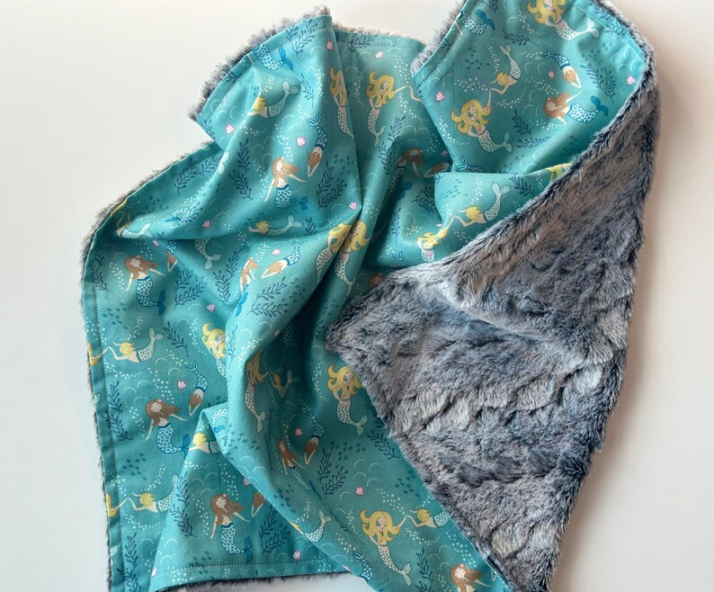 Mermaid Mini Snuggle Lovey blankie blanket miniature newborn baby shower gift ideas lovie girl nursery image 1