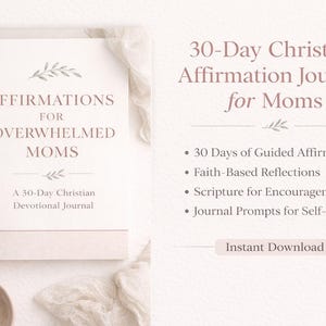 Christian Mom Affirmation Journal | 30-Day Devotional, Self-Care (PDF Download)