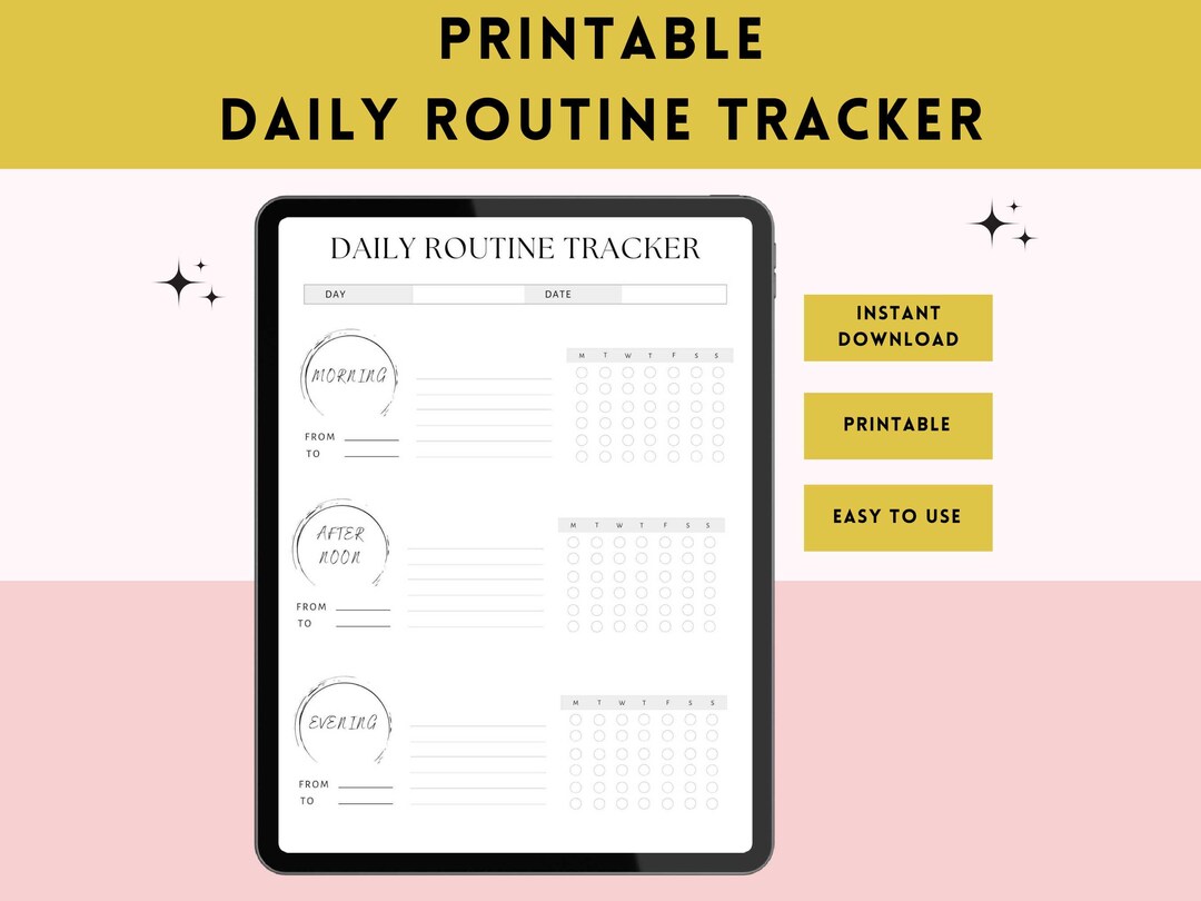 Daily Routine Habit Tracker Printable, Morning Afternoon Evening ...