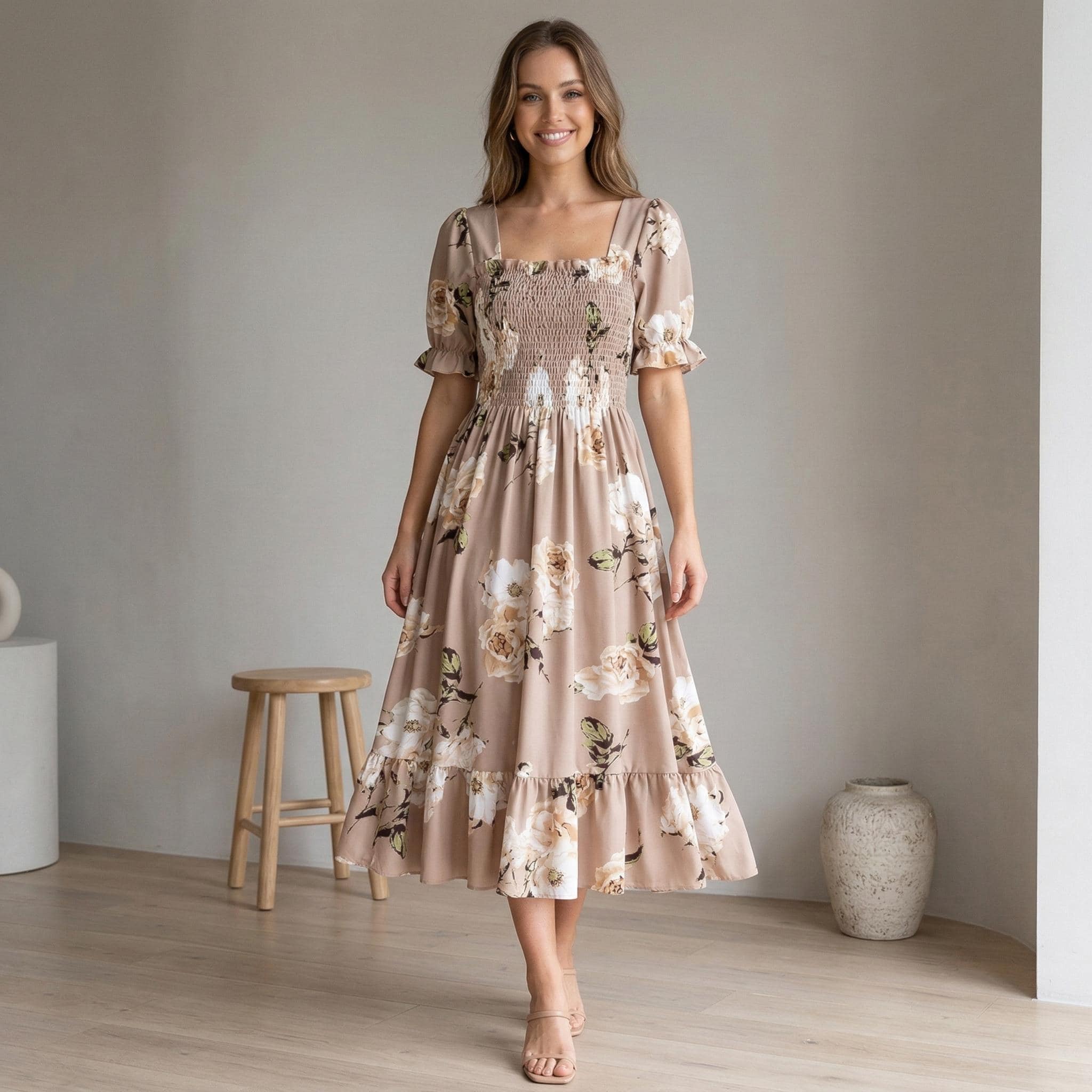 sachin and babi light blue dress Floral Multicolor Stripe Cotton Midi Dress main image 0