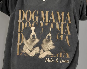 Comfort Colors® Custom Pet Photo Shirt, Personalized Dog Mama Graphic Tee, Custom Dog Picture Shirt, Cat Mom Gift For Pet Lovers