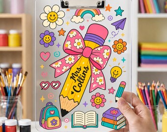 Portablocco personalizzato in acrilico per insegnanti, il miglior regalo per insegnanti, portablocco scolastico con nome personalizzato, regalo di ringraziamento di fine anno, decorazione per l'aula.