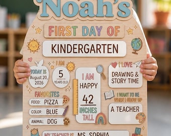 Custom First Day of School Sign, Preschool Kindergarten 1st Day of School Sign, Last Day of School Keepsake, Back to School Board