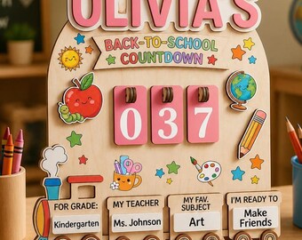 Personalized Back to School Countdown Sign, Custom First Day of School Board, Dry Erase Tracker, Back to School Gift for Kids