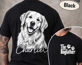 Personalized The Dogfather Comfort Colors Shirt, Custom Dog Portrait Tee, Dog Dad Gift For Pet Lover, Father's Day Shirt