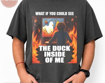 The Duck Inside of Me Shirt, Funny Duck Lover Tee, Illustrated Animal T-Shirt, Quirky Weird Graphic Shirt