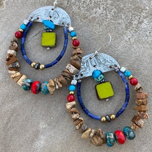 Beaded Two Tier Multicolor Native Spirit of the West Earrings