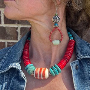 Rot Koralle Türkis Jaspis Choker