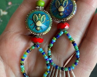 Boho Bee Color Changing Mood Beaded Earrings