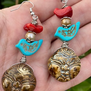 Frida’s Raku Earth Spirit Boho Earrings