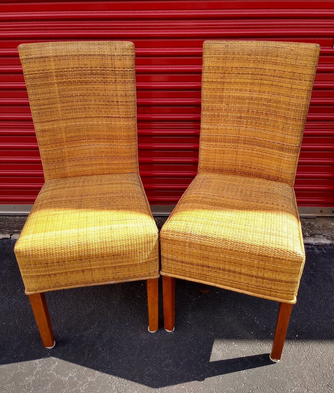 Vintage Pr. Lloyd Loom Dynamo Dining Chairs in Rattan & Walnut Etsy