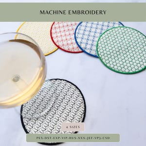 Cocktail napkins - set of 5 - coasters - In The Hoop - ITH Digital Machine File | Instant download - modern geometric pattern