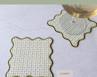 In The Hoop Embroidery File – Diamond Squares Cocktail Napkin Coasters (Instant Download)