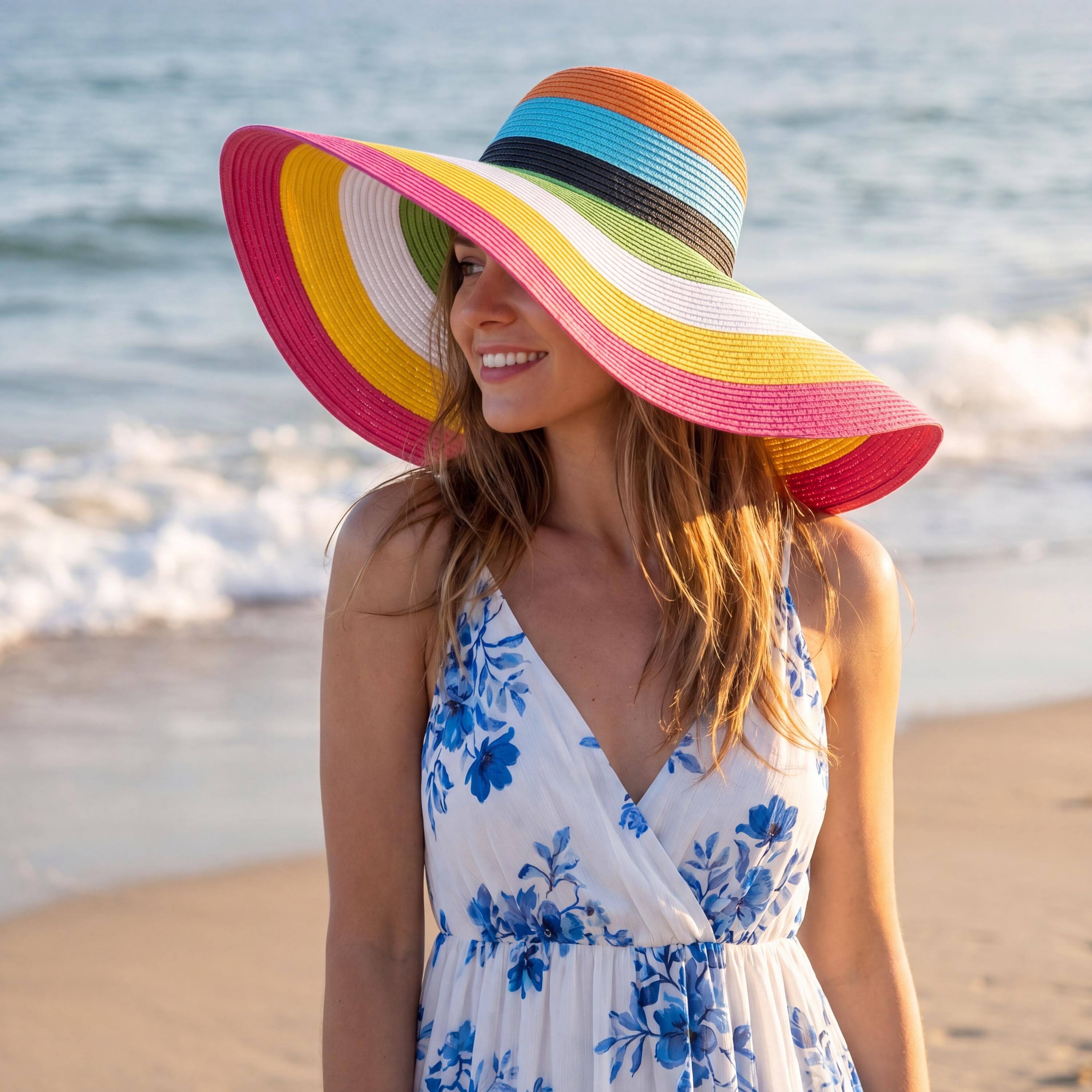 Oversized Wide Brim Straw Hat | Foldable Floppy Beach Sun Cap - Etsy