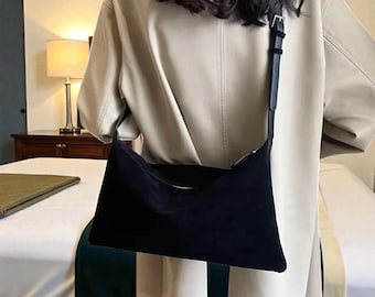 Slouchy Shoulder Bag, Retro Vegan Leather Tote, Oversized Commuter Hobo Bag