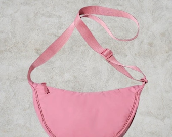 Minimalist Large Nylon Crossbody Bag, Water Resistant Multi Pocket Messenger Bag, Slouchy Hobo Purse
