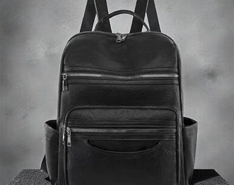 Leather Backpack for Women, Vintage Soft Leather Travel Bag, Classic School Daypack